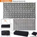 SAND MINE Waterproof Outdoor Rug 9x18 ft, Plastic Straw Rug, Modern Area Rug, Large Floor Mat, RV, Patio, Backyard, Deck, Picnic, Beach, Trailer, Camping (9' x 18', Black & White Lattice)