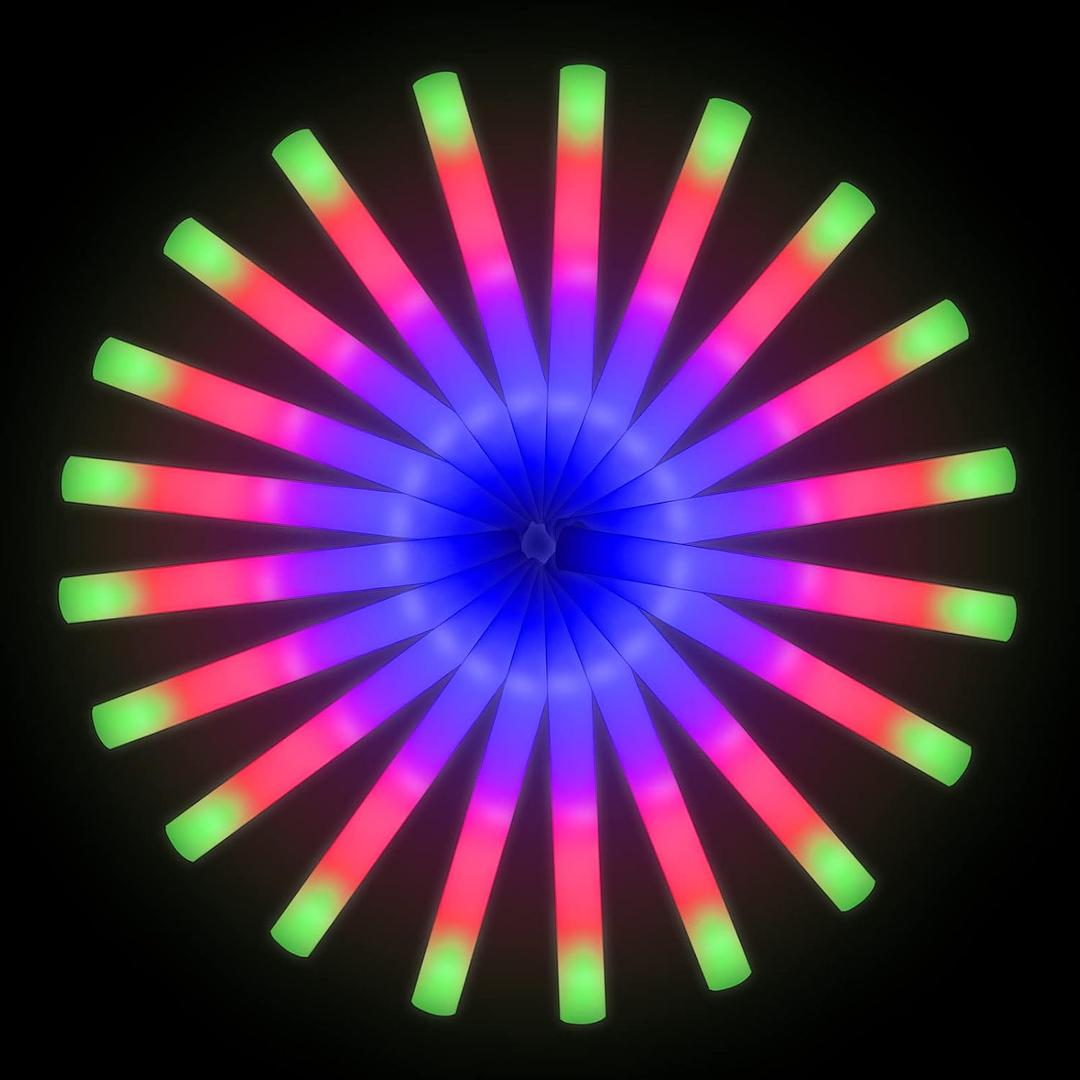 LifBetter 112 pcs Glow Foam Sticks, LED Glow Sticks 3 Modes Colorful Flashing, Foam Glow Sticks Bulk, Glow In The Dark Party Supplies for Weddings Parties Festivals Raves Concerts Sporting Events