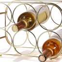Countertop Wine Rack - 6 Bottle Freestanding Modern Gold Metal Small Wine Rack - Tabletop Wine Holder Stand for Cabinet, Pantry, Wine Bottle Storage