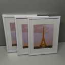 upsimples 11x14 Picture Frame Set of 3, Made of High Definition Glass for 8x10 with Mat or 11x14 Without Mat, Wall and Tabletop Display Photo Frames, White