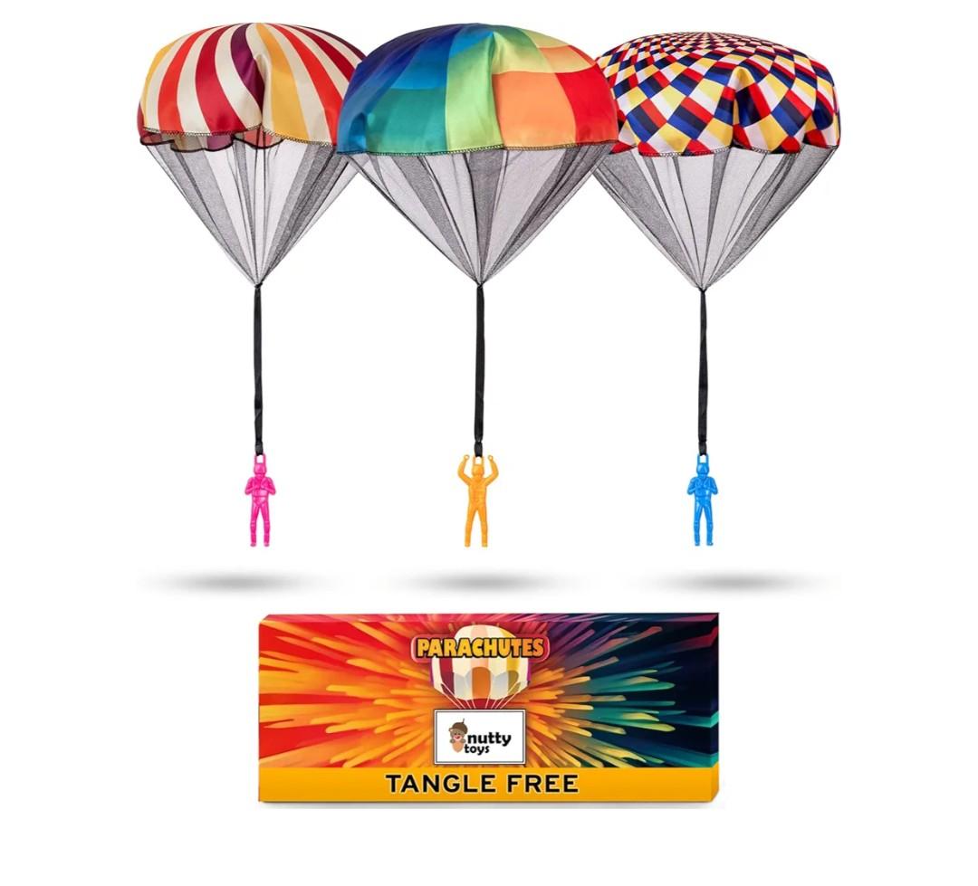 nutty toys Parachute Toys for Kids - Tangle Free Outdoor Flying Parachute Men, Top Indoor & Outside, 3 4 5 6 7 8 9 10 11 12 Year Old, Best Valentines Day Idea 2026, Unique Boy & Girl Easter Gifts