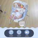 Portable Baby Bouncer Seat with 8 Melodies, 3 Vibration Levels & Adjustable Volume, Foldable Infant Bouncer Rocker with Safety Harness for Baby 0-6 Months, Indoor & Outdoor Use BR2401
