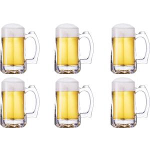 Heavy Beer Mugs Set, 12.5oz Glass Mugs With Handle, Beer Glasses For Freezer, 370ml Beer Drinking Glasses, Traditional Stein For Bar, Alcohol, Beverages,Coffee, Teas, Set of 6
