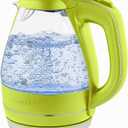 OVENTE Electric Kettle, 1.5L Borosilicate Glass Countertop Water Heater and Boiler for Coffee or Tea, BPA-Free, Auto Shut-Off, Boil-Dry Protection, Removable and Washable Spout Filter, Green KG83G