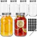 Keketin 32 oz Mason Jars with Airtight Lids,6 Pack Glass Canning Jars,1000ml Food Storage Jars for Jams,Pickles,Salad,Drink Favors,Jars Crafts