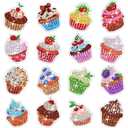 Xuhal 16 Pcs Diamond Painting Magnets DIY Diamond Painting Kits for Gem Art Magnet Fridge Stickers for Beginners Adults DIY Crafts Party(Cupcake)