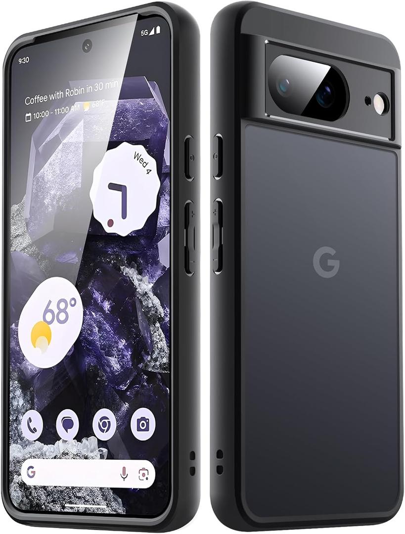 JETech Matte Case for Google Pixel 8 6.2-Inch 2023, Frosted Translucent Back Protective Slim Phone Cover, Anti-Fingerprints (Obsidian)