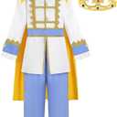 ReliBeauty Prince Costume for Boys Toddler (6-7/130, Blue)