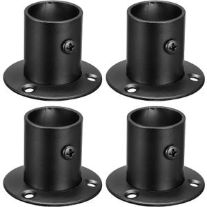 uxcell 1'' Dia Stainless Steel Pole Sockets Flange Rod Holder Bracket Support for Bathroom Closet Curtain, Set of 8, Black