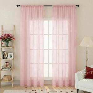 Blush Sheer Curtains 84 Inches Long 2 Panels, Soft Airy Light Filtering Curtains for Bedroom Living Room, Modern Rod Pocket Privacy Drapes Window Treatments, Blush, Total Wide 84 Inch