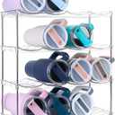 Larger Water Bottle Organizer for Stanley 40 oz Tumbler, Stackable Water Bottle Holder Rack for Cabinet, Kitchen Storage Organizer for for Stanley Cup Accessories, Tumbler Storage Holder4 Pack