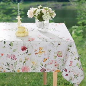 MATIRUG Spring Wildflower Tablecloth Rectangle Table 60x84 Inch,Washable Summer Floral Fabric Tablecloth, Waterproof Runner Style Table Cloths for Party Picnic Dinner Outdoor