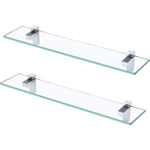 KES 24-Inch Tempered Glass Bathroom Wall Shelves, Polished Chrome, 2-Pack