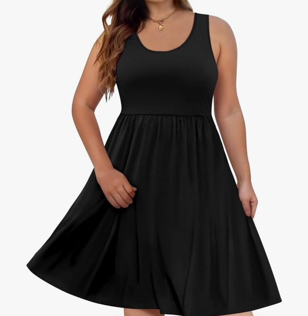 DB MOON Womens 2026 Plus Size Tank Dresses Sleeveless Knee Length Sundress with Pockets, Size L Plus