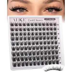 ALICE Lash Clusters Wispy Natural Eyelash Extensions Short 10-14mm Eyelash Clusters Volume Lash Extensions Thin Band DIY Individual Lashes