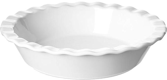 LE TAUCI Ceramic Pie Pans Plate for Baking, 9 inch Deep Dish Baking Dish, 52 ounce Bakeware for Apple Pecan Pie, White