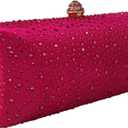 Boutique De FGG Crystal Clutch Purse for Women Formal Evening Bags Party Rhinestone Clutch Bag Wedding Prom Handbags,Mini (Fuch)
