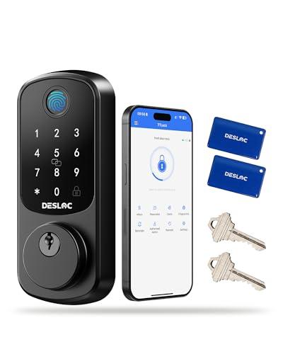 DESLOC Smart Door Lock B200, Smart Deadbolt Lock, Keyless Entry Door Lock, Fingerprint Deadbolt Smart Lock, Smart Locks for Front Door, App Control, Touchscreen Keypad Deadbolt, 12-Month Battery, IP54