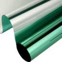 Reflective Window Film Cling Mirror One Way Privacy Window Tint Heat Control Anti UV Solar Film for Home Office Glass See Out Not in, 35.4 Inch x 10 Feet, Green Silver (35.4Inch x 10Feet)