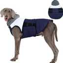 FUAMEY Coats for Dogs Navy L, Winter Jacket Large Dogs Fast Wear for Outdoor Walks, Leash Hole Allows Easy Leash Clip,(L-Navy)