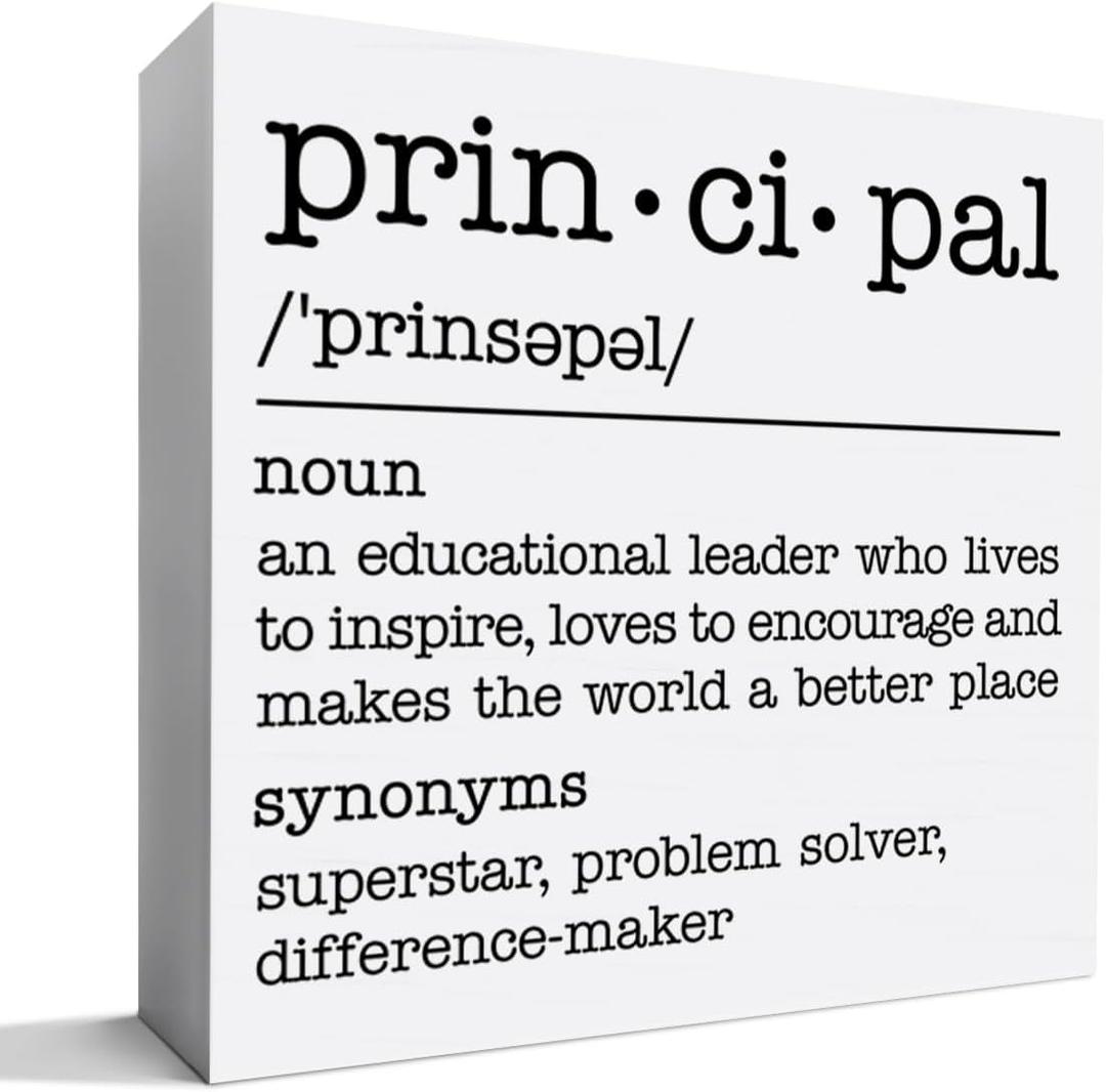 Principal Gifts for Women Men, Principal Appreciation Thank You Gifts School Principal Christmas Birthday Teacher's Day Retirement Gift, Principal Definition, Wooden Box Sign Desk Decor