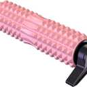 New Upgrade Bracket Foam Roller with Stand for Back Leg Pain, 21 Inch Firm Deep Tissue Muscle Massager for Sore Muscles (Pink)