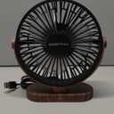SWEETFULL 6.5 Inch USB Small Desk Fan, 3 Speeds Quiet Portable Desktop Table Fan, 360 Adjustment Personal Mini Fan for Home Office Car Outdoor Travel (Black wood grain)