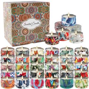 Scented Candles Gifts Set 36 Pack Soy Wax Travel Tin Jar Candles for Home 2.5 OZ for Mom for Christmas, Home Scented Decoration Relaxation, Thanksgiving, Mother's Day.