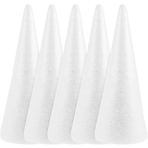 Operitacx 5 Pcs StyrofoamCones for Craft, 9.6inch Christmas Tree Foam Cones, White Cone Shaped Foam for DIY Art Projects, Christmas Tree, Table Centerpiece