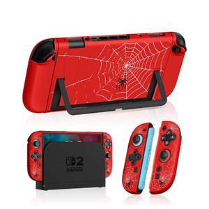 Dockable Case for Nintendo Switch 2 - Cute Cool Cartoon Design Soft TPU Grip Cover for Joy-Con Red Spdr PC for Switch 2 Protective Case 2025 for Boys Teens Girls