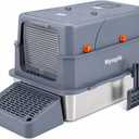 Extra Large Stainless Steel Cat Litter Box with Lid, Front Entry
