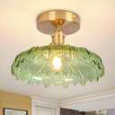 Hallway Lights Fixture Ceiling,Greem Semi Flush Mount Ceiling Lights,9.64" Vintage Light E26 Vintage Light Fixtures for Closet Hallway Kitchen Dining Room (Scindapsus Green)
