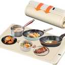 Warming Mat for Food, Upgrade Graphene Full Surface Heating in 10s, Electric Warming Tray with 6 Temperture Settings & 6 Hours Timer, Food Warming Mat for Gatherings, Parties, Daily Use (Beige)