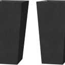 Kante 24.4 Inch Tall Tapered Concrete Planter (Set of 2), Modern Style Large Plant Pot with Drainage Hole and Rubber Plug for Patio, Backyard, Porch, Suitable for Indoor Outdoor Plants, Black (24" Tall x 2)
