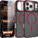 AIGOMARA Magnetic for iPhone 17 Pro Max Case, [Compatible with Magsafe] [Military-Grade Protection] Slim Shockproof Translucent Matte Protective Case for iPhone 17 Pro Max 6.9 Inch, Red