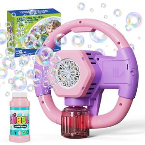 PANACARE Steering Wheel Bubble Machine, Automatic Bubble Blowing Machine Toy Children 10000+ Bubbles/Min with Bubble Solution for Wedding/Birthday/Party/Easter, Outdoor Gift for Boys and Girls