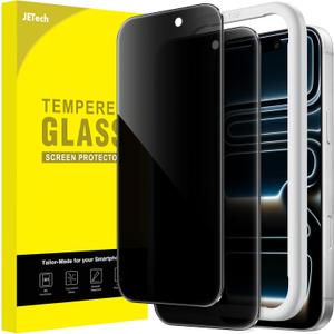 JETech Privacy Screen Protector for iPhone 17 Pro 6.3-Inch, Anti-Spy Tempered Glass Film with Easy Installation Tool, 2-Pack