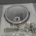 Rechargeable Wall Mounted Makeup Mirror Brushed Nickel, 8.5'' Magnifying Mirror with Lights Double-Sided 1X/10X 360 Rotation Extension Bathroom Shaving Mirror with Foldable Arm