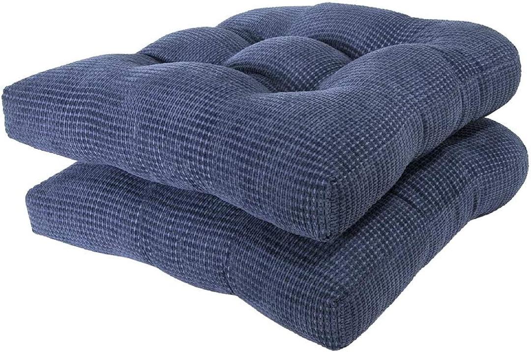 Arlee Chair Cushions for Dining Chairs, Set of 2 - Memory Foam Chair Pads, Non-Skid Backing - Durable Thick Seat Cushions for Kitchen, Office, Patio, 15.5" L x 15.5" W - Marjorie Blue