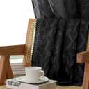 Lecloud Leia 2 PCS Black Sheer Kitchen Curtains 36 Inch Length, Airy & Breathable Clip Textured Leaf Cafe Living Room Voile Curtain Tiers, Dual Rod Pockets Jacquard Bathroom Bedroom Drapes, 38W x 36L