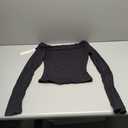 QINSEN Women Long Sleeve Off Shoulder Tops Trendy Double Lined Going Out Shirt for Fall (Medium, Black)