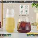 56 Pack Ribbed Origami Ripple Plastic Glasses, 32 Pcs 9 OZ Stemless Champagne Flutes & 24 Pcs 14 OZ PlasticWine Glasses, BPA-Free Disposable Shatterproof Toasting Glasses for Weddings Parties