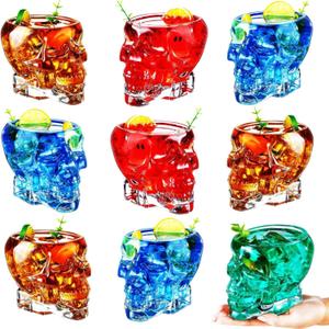 Dandat 8 Pcs Halloween Skull Glass Cup 24 oz Glass Multipurpose Clear Skull Face Drinking Cup for Cocktail Margarita Whiskey Juice for Halloween Themed Party Decorations Gifts Dandat 8 Pcs Halloween Skull Glass Cup 24 oz Glass Multipurpose Clear Skull Face Drinking Cup for Cocktail Margarita Whiskey Juice for Halloween Themed Party Decorations Gifts
