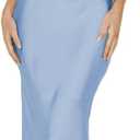 Phicia Sexy Satin Halter Neck Backless Maxi Dress for Women Elegant Tie Cowl Back Formal Wedding Guest Dress for Summer (Small, Lightblue)