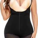 Women's Plus Size Full Body Shaper Open-Bust Slimmer Seamless Tummy Control Shapewear Bodysuit (Black)