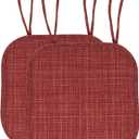 Sweet Home Collection Chair Cushion Memory Foam Pads with Ties Honeycomb Pattern Slip Non Skid Rubber Back Rounded Square 16" x 16" Seat Cover, 2 Pack, Aria Burgundy