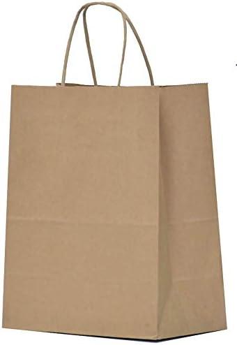 QUTUUS Kraft Shopping Bags 100 Pcs 10x5x13 Brown Paper Bags with Handles Bulk, Brown Gift Bags, Recycled Paper Bags, Paper Retail Bags, Paper Gift Bags