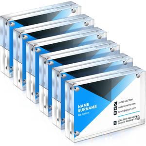 Xuhal Acrylic Business Card Frame 2.5 x 3.5 inch Clear Double Sided Magnetic Photo Block Frames, 20mm Thickness Frameless Wallet Size Picture Frames Stamp Display Stand for Home Office Decor(6 Pcs)