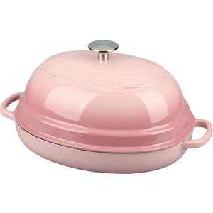 EDGING CASTING Enameled Oval Cast Iron Dutch Oven Pot with Lid, Bread Dutch Oven for Sourdough Bread Baking, Dutch Oven Bread, Bread Oven, 6QT, Pink