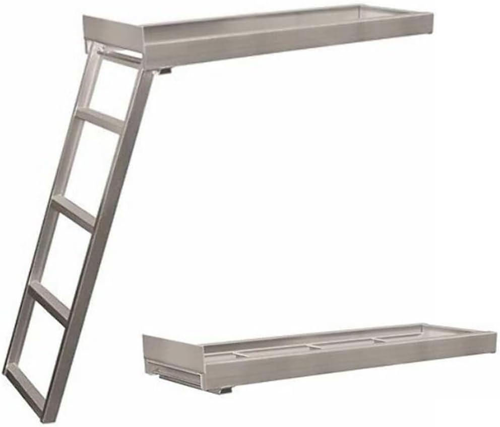 4-Step Undermount Aluminum Pontoon Boat Ladder, 300LBS Capacity, Non-Slip Design, Heavy Duty Self-Storing, Elegant & Durable for Pontoon Boats (Silver)